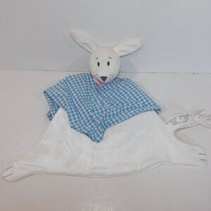 IKEA Fabler Kanin White Bunny Puppy Dog Blue Gingham Security Blanket Baby Lovey